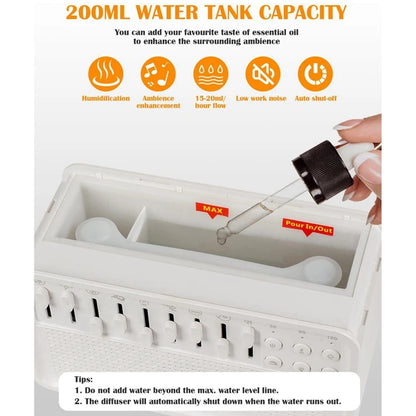 White Noise Machine Diffuser Air Aroma Diffuser Humidifier With 8 White Noise Adjustable, Night Light, Bluetooth Speaker